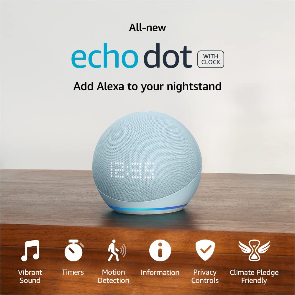 Amazon Echo Dot 5th Gen, 2022 release with clock | Smart speaker