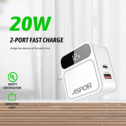 ASPOR A835 PD Home Charger with LED Digital Display
