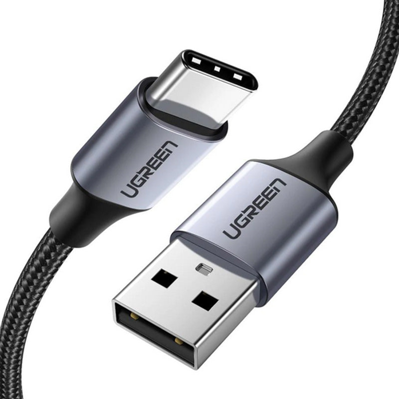 UGREEN USB-A 2.0 to USB Type-C Cable Nickel Plating Aluminum Braid 1m (Black) - 60126