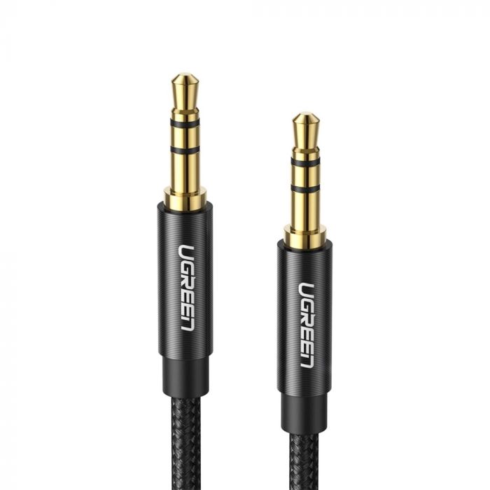 UGREEN 3.5mm Male to 3.5mm Male Cable Gold Plated Metal Case with Braid 1m (Black) 50361
