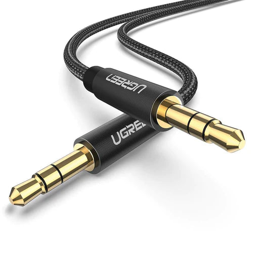 UGREEN 3.5mm Male to 3.5mm Male Cable Gold Plated Metal Case with Braid 2m (Black) 50363