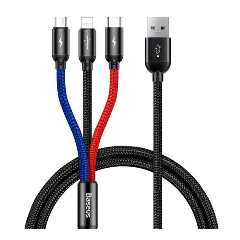 Baseus Three Primary Colors - 3 in 1 Cable - Micro, Lightning & Type C, 3.5A